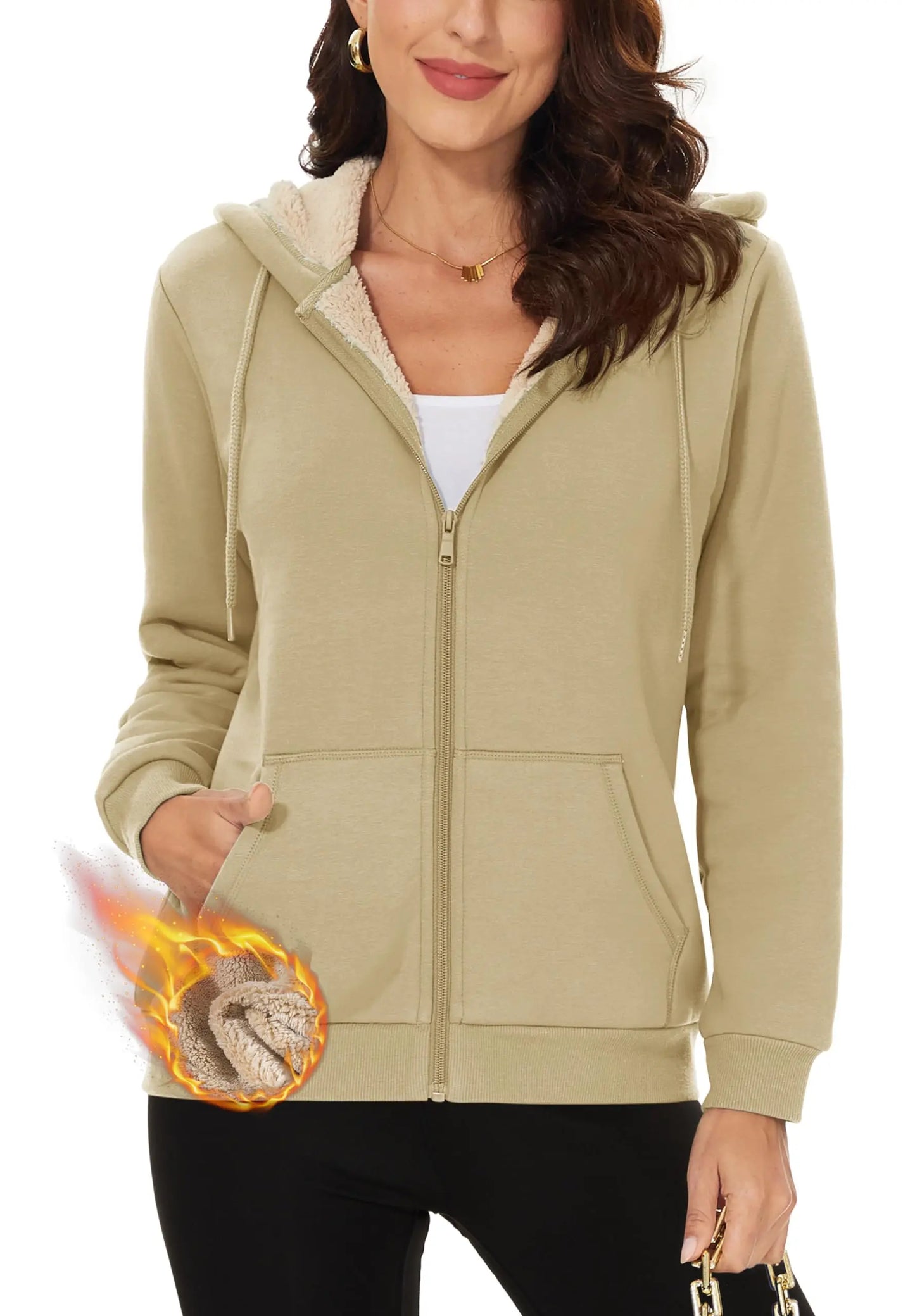 TACVASEN Winter Heavy Sherpa Warm Fleece Jackets Womens Full Zip up Hooded Coat Thermal Windproof Outwear Overcoats Windbreaker