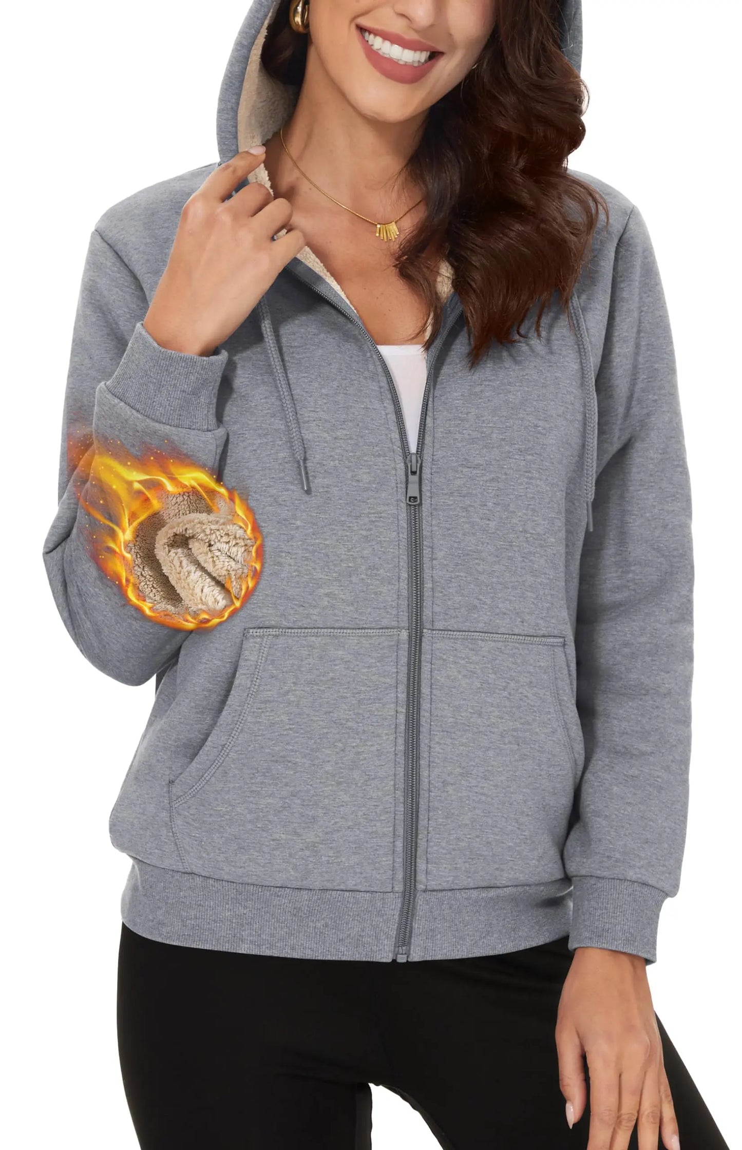 TACVASEN Winter Heavy Sherpa Warm Fleece Jackets Womens Full Zip up Hooded Coat Thermal Windproof Outwear Overcoats Windbreaker