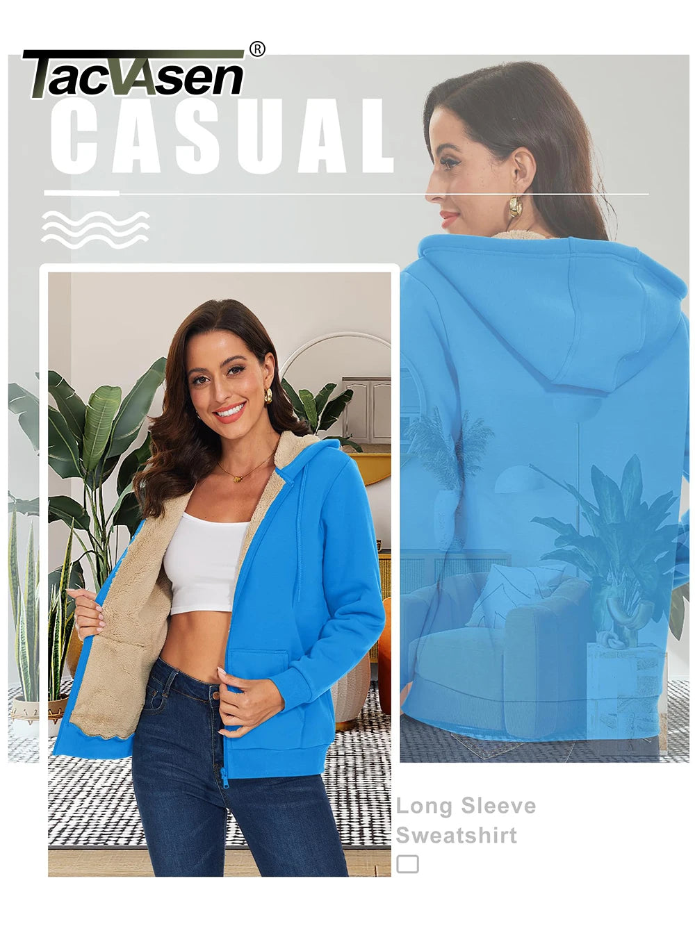 TACVASEN Winter Heavy Sherpa Warm Fleece Jackets Womens Full Zip up Hooded Coat Thermal Windproof Outwear Overcoats Windbreaker