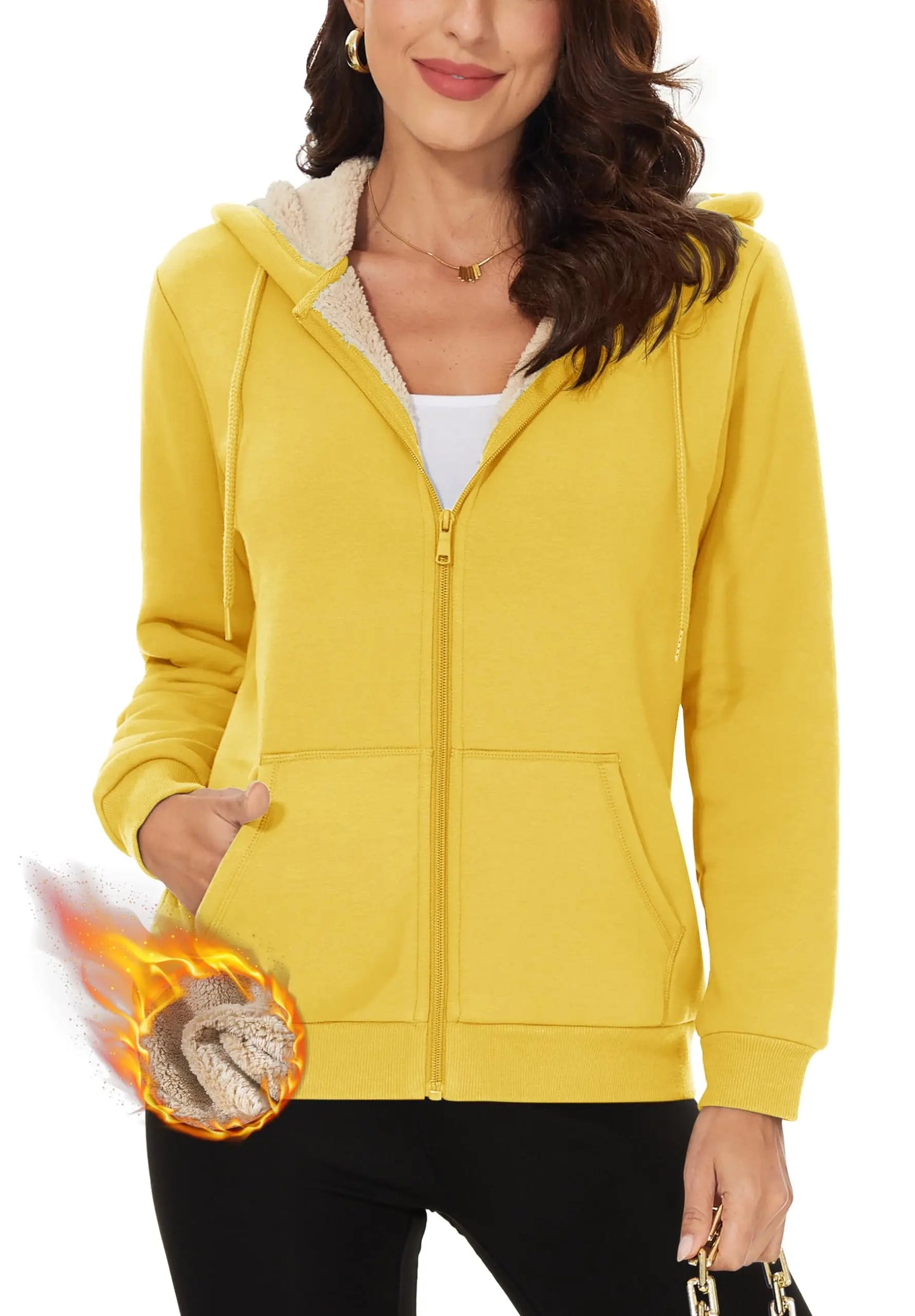 TACVASEN Winter Heavy Sherpa Warm Fleece Jackets Womens Full Zip up Hooded Coat Thermal Windproof Outwear Overcoats Windbreaker