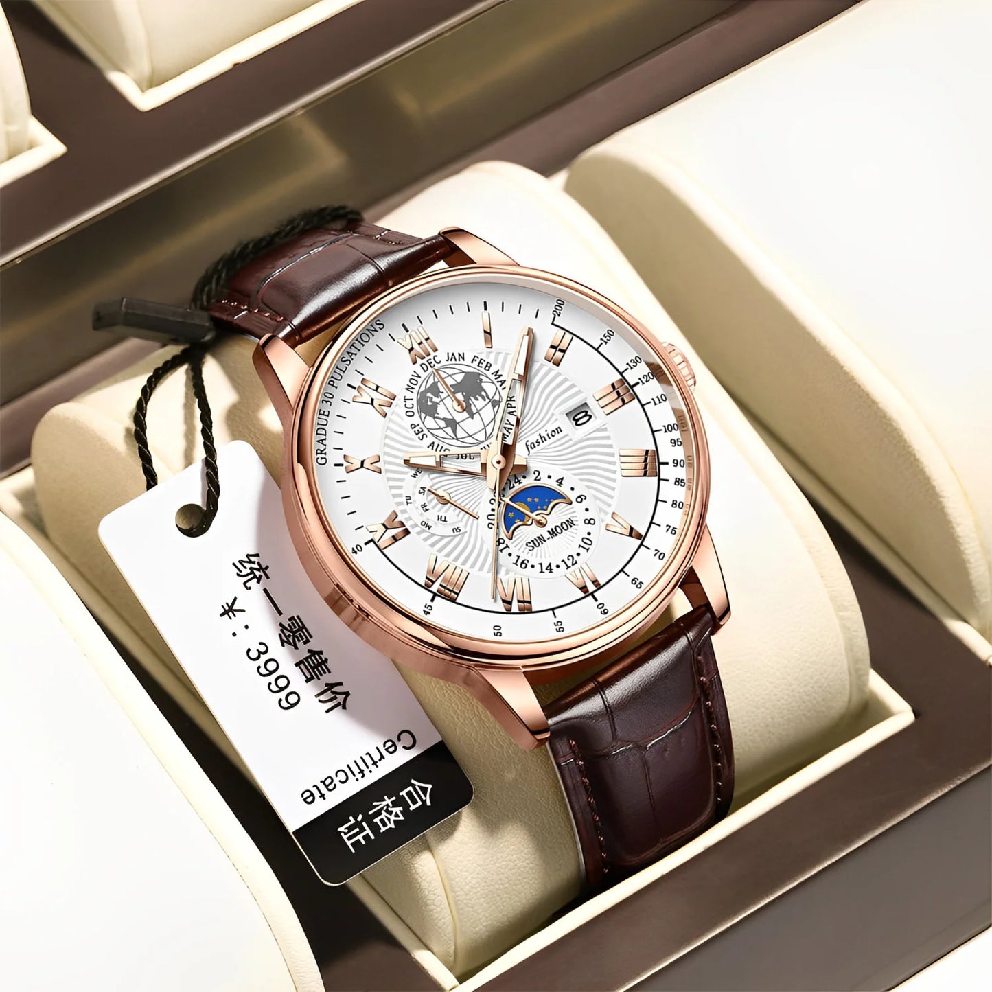 Luxury WatchHot Sale Design Fashion Luxury Watch Leather Strap Men Wrist for Men Waterproof Quartz Watches