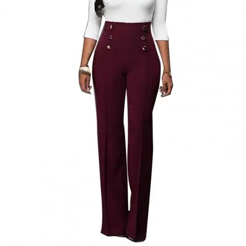 Solid Color Flare Pants Women High Waist Wide Leg Pants Office Ladies Trousers Slim Long Pants pantalones de mujer брюки женски