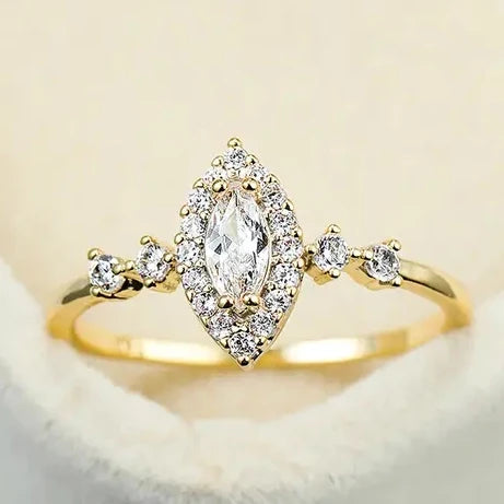 CAOSHI Gold Color Plated New Style Anillos Marquise Cut Shiny Zircon Ring Lady Girls Beautiful CZ Wedding Ring Women Bridal. Minimum order 12