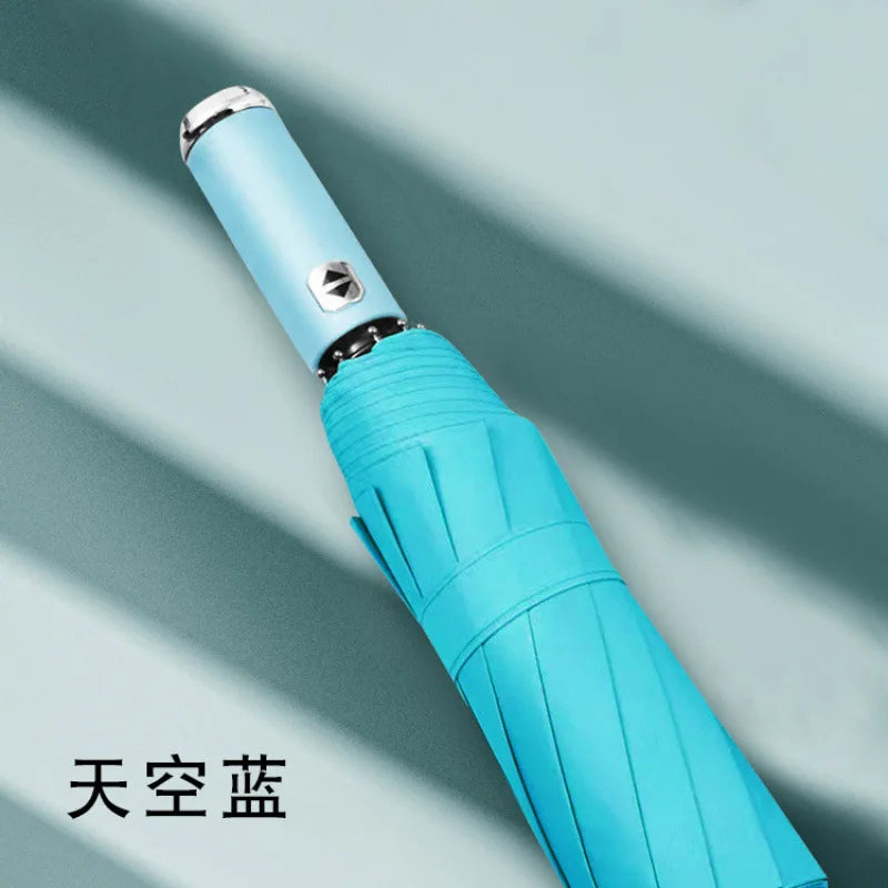Fully Automatic Umbrella Sunscreen Sunshade Sun Umbrella Dual Use With Led Flashlight Business 3 Fold Umbrella. Minimum order 50