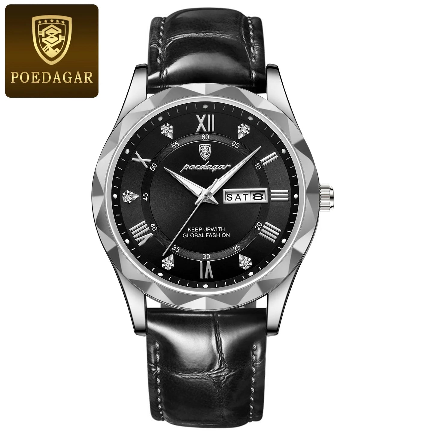 POEDAGAR 615 Luxury Men Business Top Brand Man Wristwatch High Quality Reloj Waterproof Luminous Date Week Quartz Men's Watches
