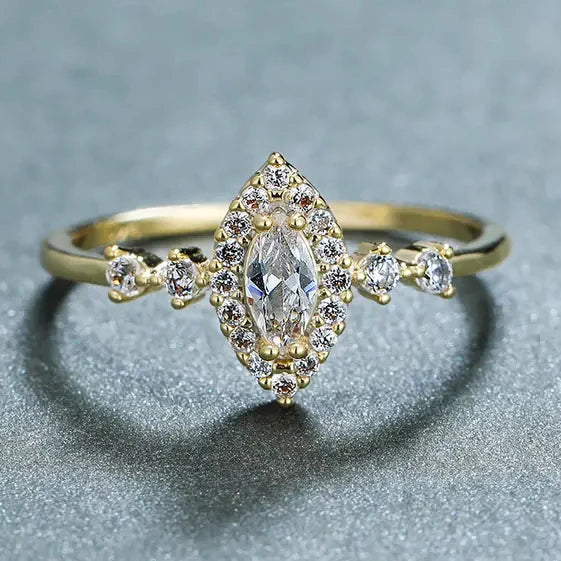 CAOSHI Gold Color Plated New Style Anillos Marquise Cut Shiny Zircon Ring Lady Girls Beautiful CZ Wedding Ring Women Bridal. Minimum order 12