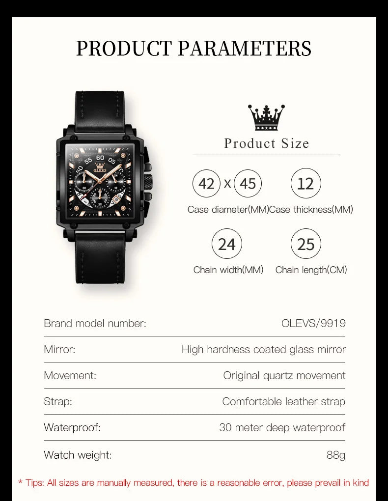 OLEVS 9925 Original Quartz Watch Golden Luxury Leather Strap Chronograph Male Wristwatches for Men Relogio Masculino Man Reloj. Minimum order 2