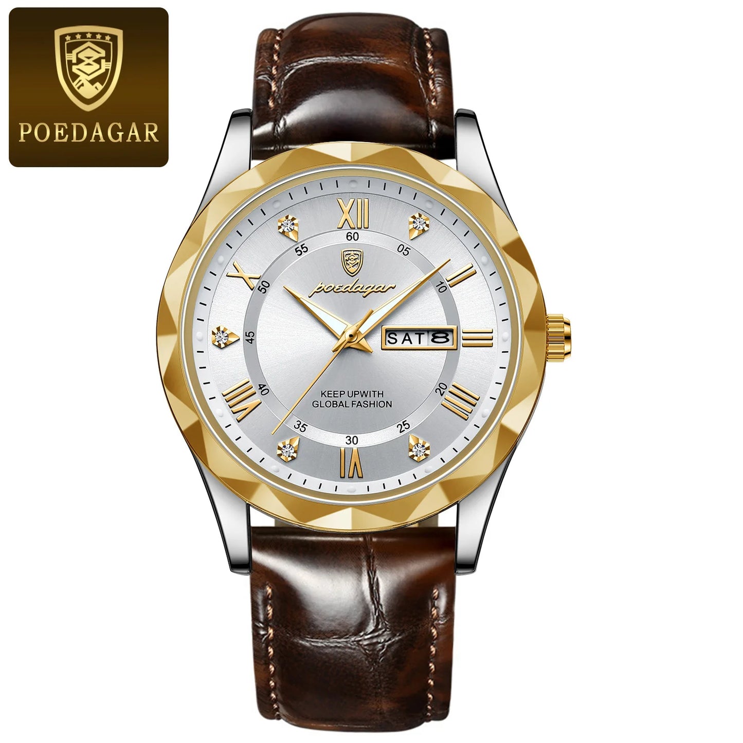POEDAGAR 615 Luxury Men Business Top Brand Man Wristwatch High Quality Reloj Waterproof Luminous Date Week Quartz Men's Watches