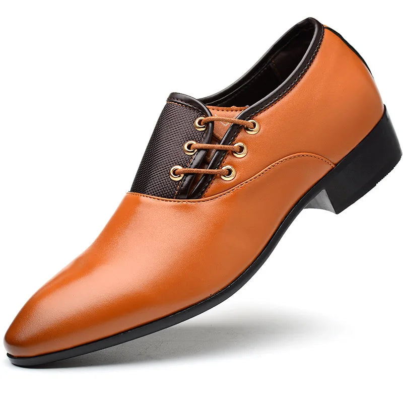2024 Business Dress Leather Shoes for Men's Large Casual Size Pointed Lace up Shoes. Minimum order 2
