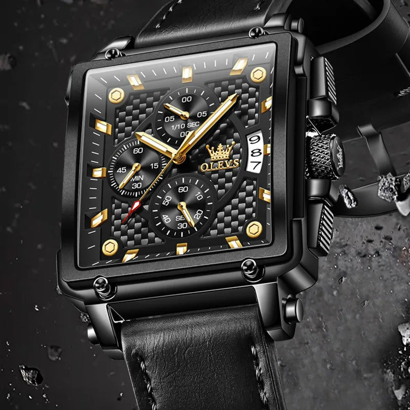 OLEVS 9925 Original Quartz Watch Golden Luxury Leather Strap Chronograph Male Wristwatches for Men Relogio Masculino Man Reloj. Minimum order 2
