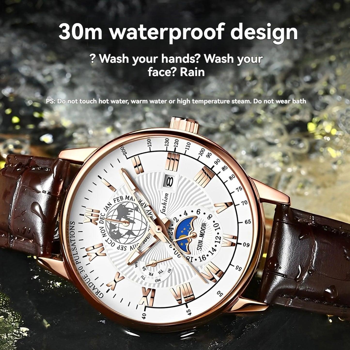 Fashion Watch Classic Round Business Quartz Watch Men's Leather Men's High Quality Watch. Minimum order 2