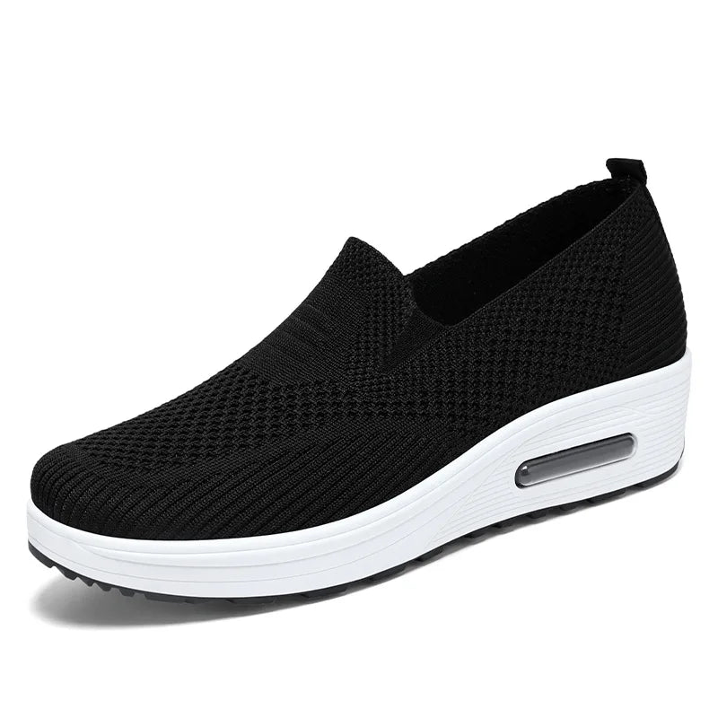 New Spring Women Casual Shoes Low MOQ Comfort Breathable Fly Woven Slip-on Ladies Walking Style Shoes