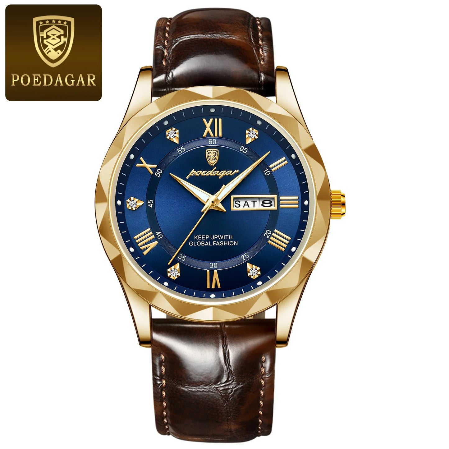 POEDAGAR 615 Luxury Men Business Top Brand Man Wristwatch High Quality Reloj Waterproof Luminous Date Week Quartz Men's Watches