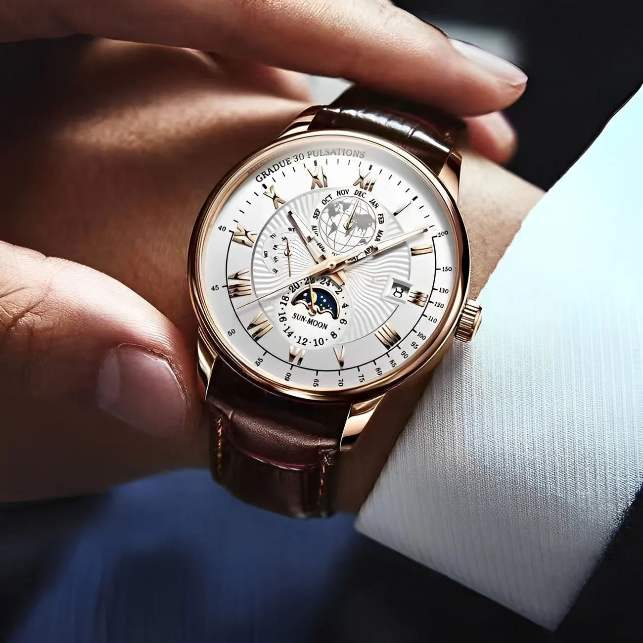 Luxury WatchHot Sale Design Fashion Luxury Watch Leather Strap Men Wrist for Men Waterproof Quartz Watches