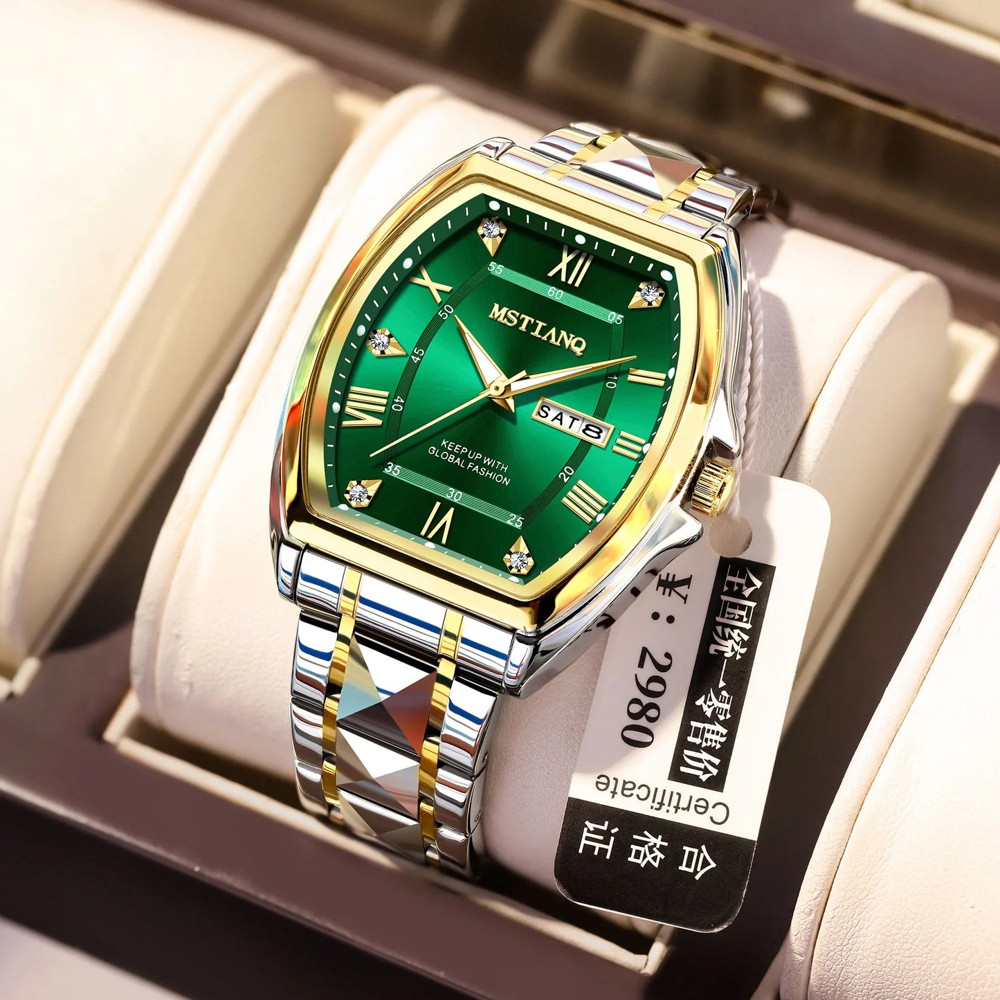 Watch for Men Luxury Barrel Shape Luminous Calendar New Business Casual Quartz Watch. Minimum order 2