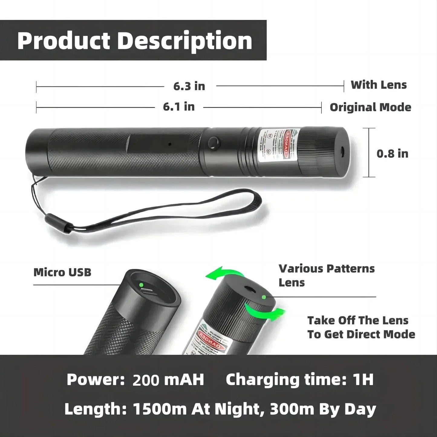USA EU Hot Rechargeable Red Blue Purple Green High Quality Laser Pointer Flashlight