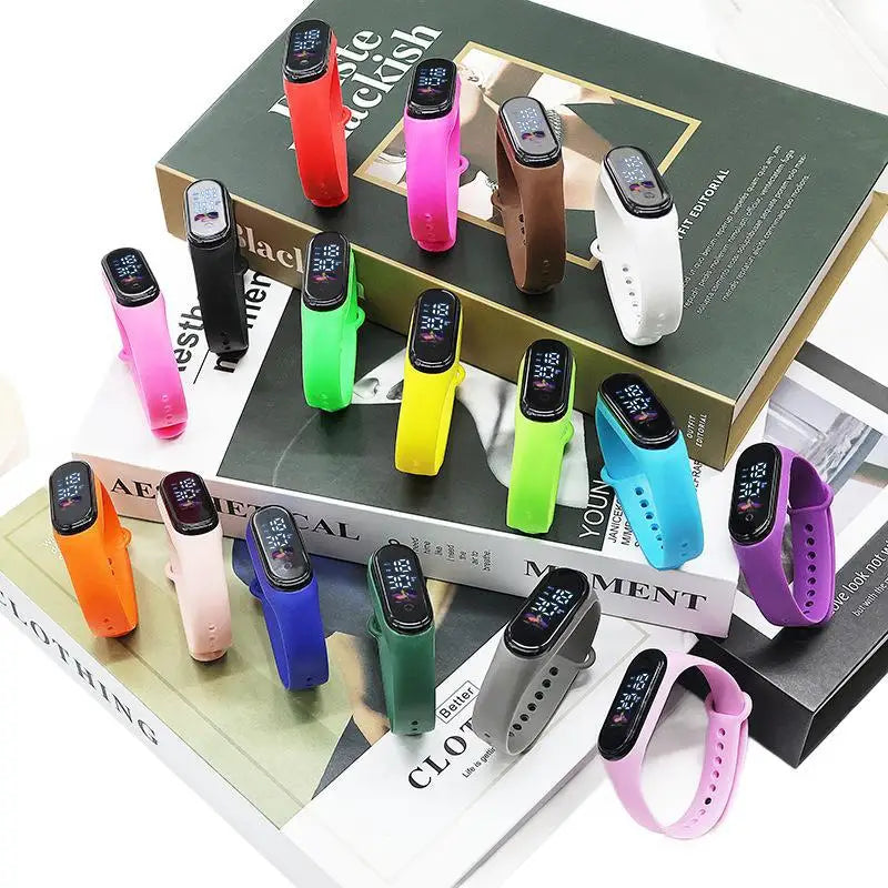 Candy Color Kids Children Watches Birthday Gift Boy Girls Silicone Strap Watch LED Digital Kid Fashion Sport Bracelet Watch minimum order 2