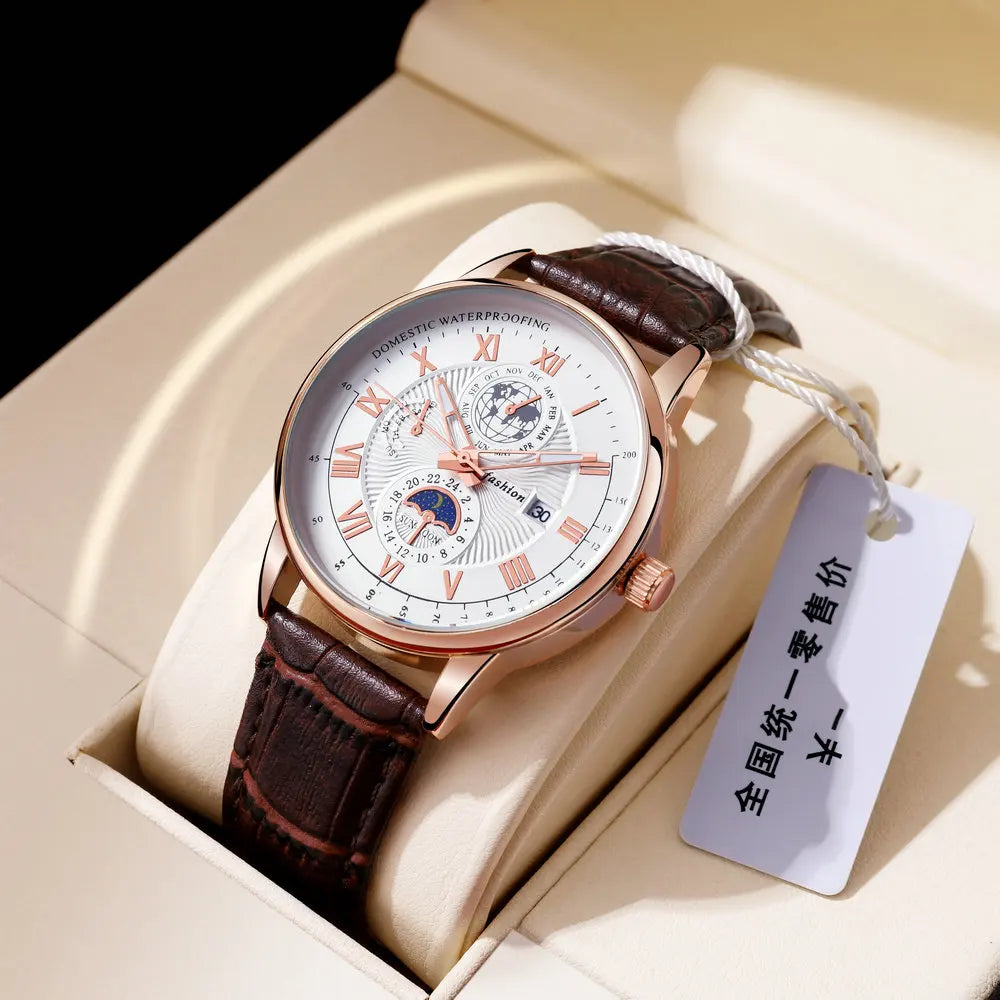Luxury WatchHot Sale Design Fashion Luxury Watch Leather Strap Men Wrist for Men Waterproof Quartz Watches