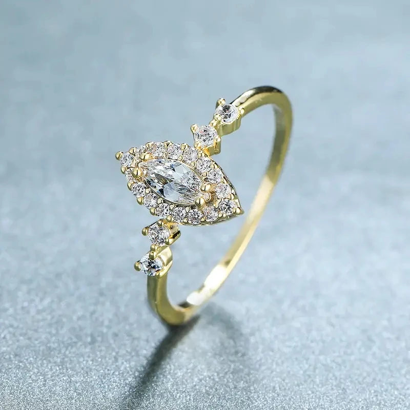 CAOSHI Gold Color Plated New Style Anillos Marquise Cut Shiny Zircon Ring Lady Girls Beautiful CZ Wedding Ring Women Bridal. Minimum order 12