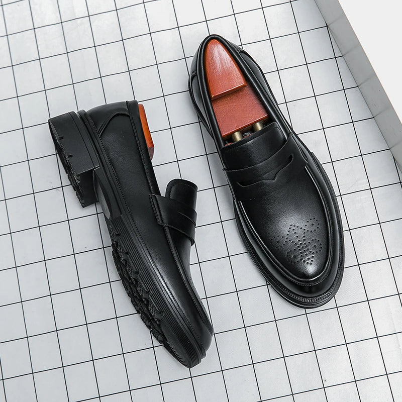 Dropshipping Products 2025 British Men's Casual Dress Shoes Walking Style Genuine Leather Wedding Party Shoes for Business