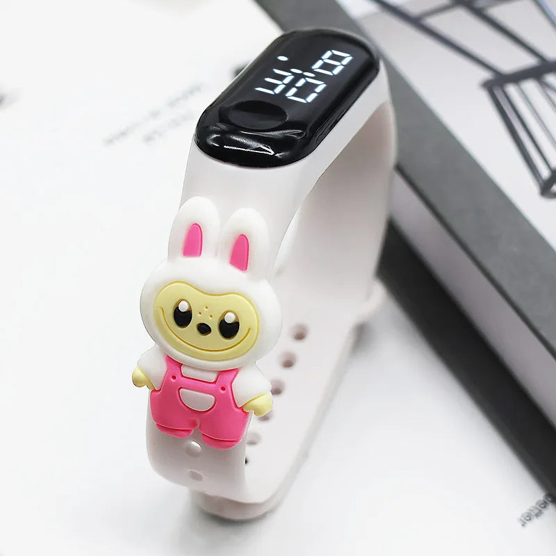 Custom logo Kids Cartoon Doll Watch Fashion Led Digital Watch Child Teens Students Led Waterproof Silicone Bands Wristwatch. Minimum order 20