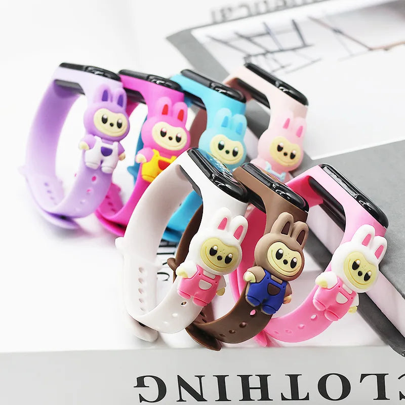 Custom logo Kids Cartoon Doll Watch Fashion Led Digital Watch Child Teens Students Led Waterproof Silicone Bands Wristwatch. Minimum order 20