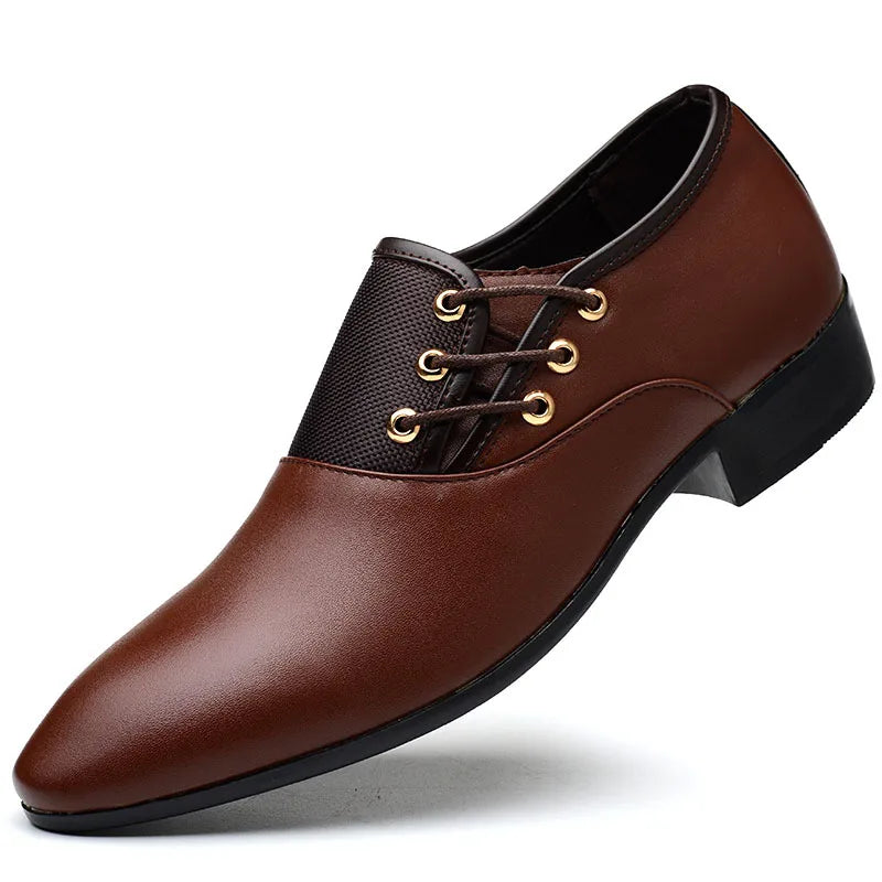2024 Business Dress Leather Shoes for Men's Large Casual Size Pointed Lace up Shoes. Minimum order 2