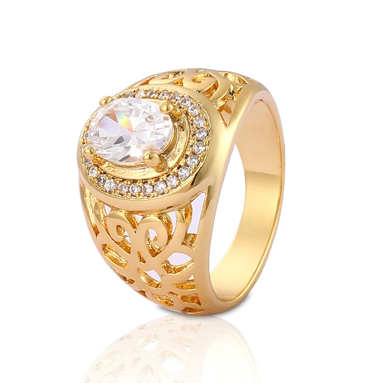 Fashion Latest Designs Gold Plated CZ Wedding Rings for Women & Men's New Model Promise Jewelry. Minimum order 6