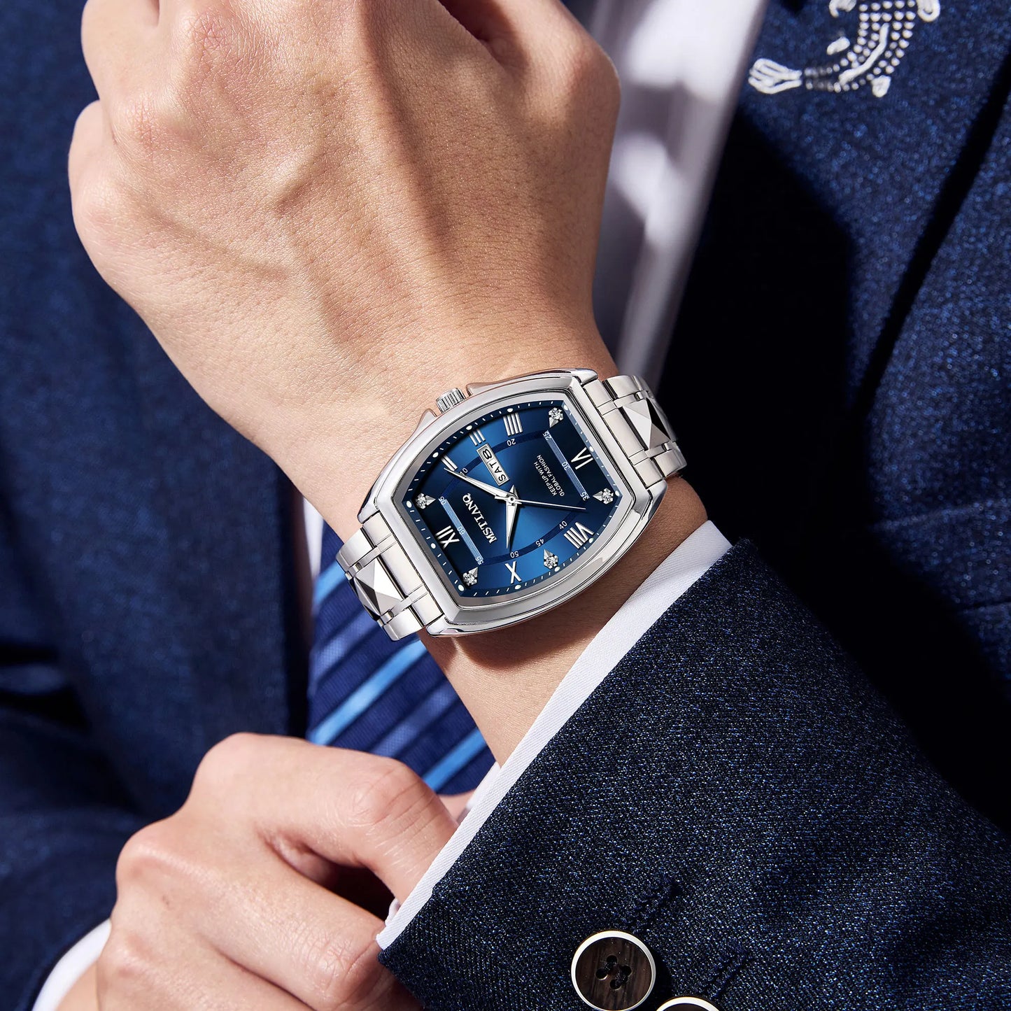 Watch for Men Luxury Barrel Shape Luminous Calendar New Business Casual Quartz Watch. Minimum order 2