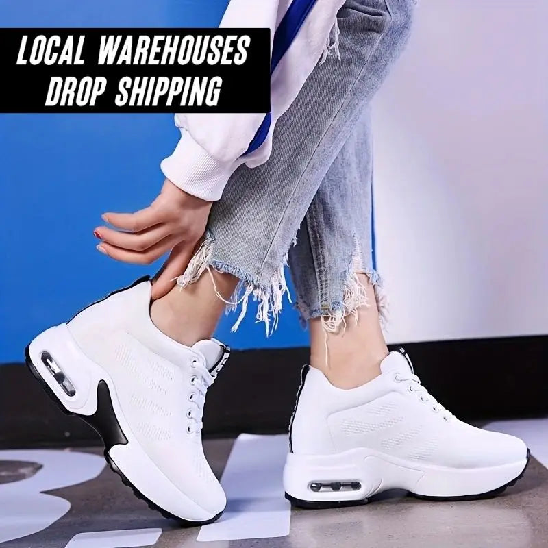 Dropshipping Wedge Sneaker Walking Sneakers Custom Wholesale Durable Height Increasing Breathable Soft Cozy Women Platform