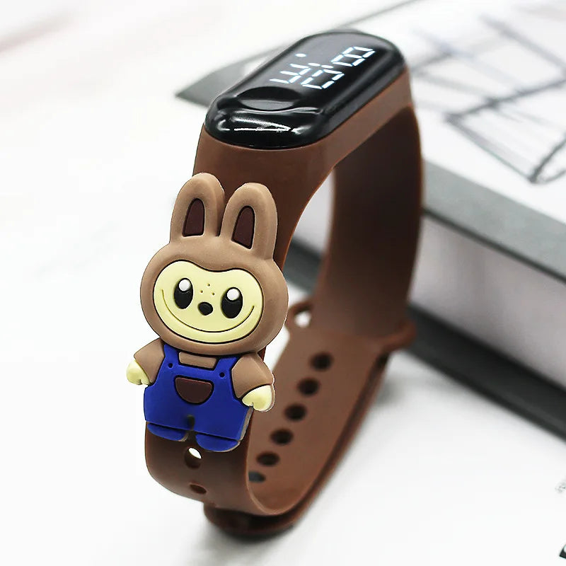 Custom logo Kids Cartoon Doll Watch Fashion Led Digital Watch Child Teens Students Led Waterproof Silicone Bands Wristwatch. Minimum order 20