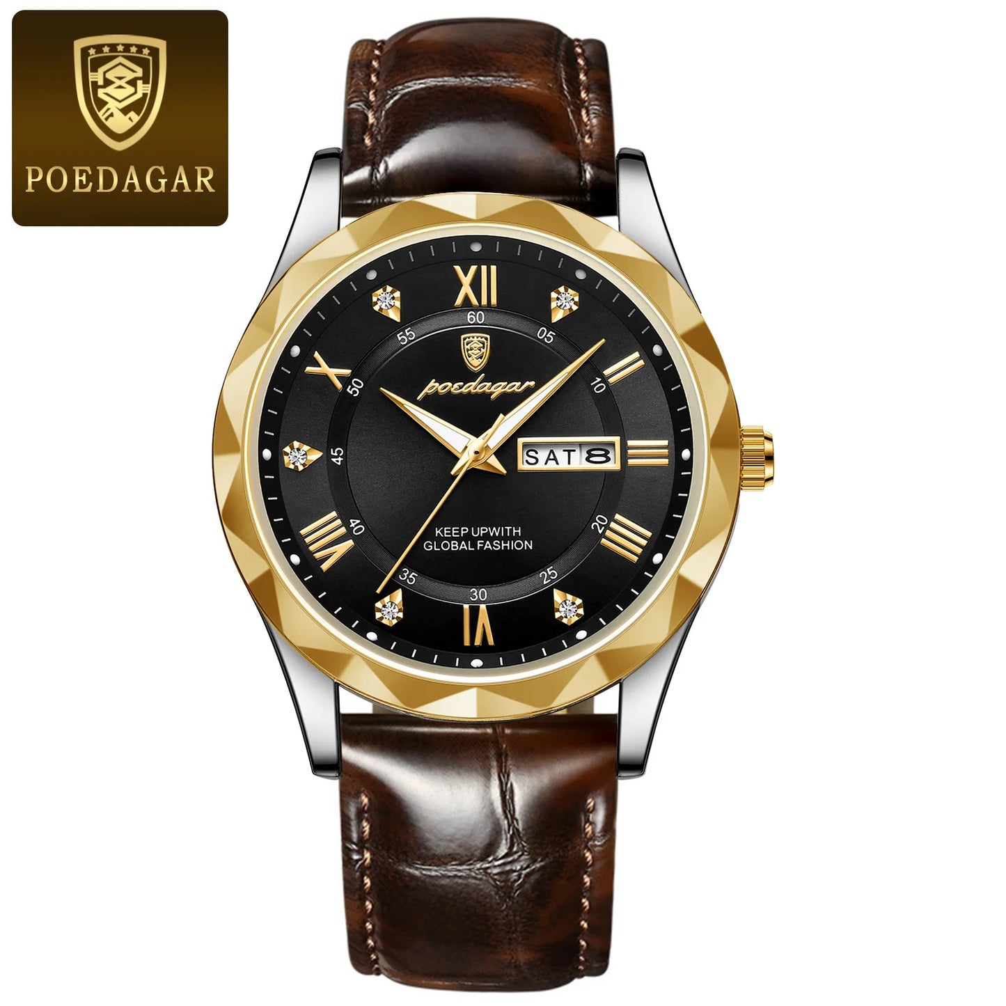 POEDAGAR 615 Luxury Men Business Top Brand Man Wristwatch High Quality Reloj Waterproof Luminous Date Week Quartz Men's Watches