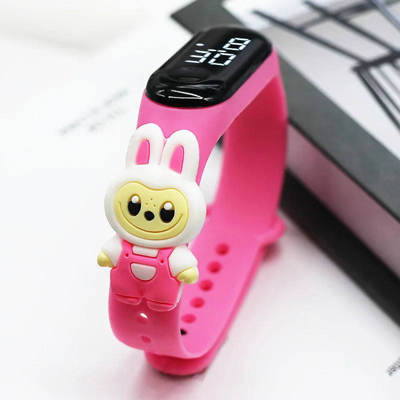 Custom logo Kids Cartoon Doll Watch Fashion Led Digital Watch Child Teens Students Led Waterproof Silicone Bands Wristwatch. Minimum order 20