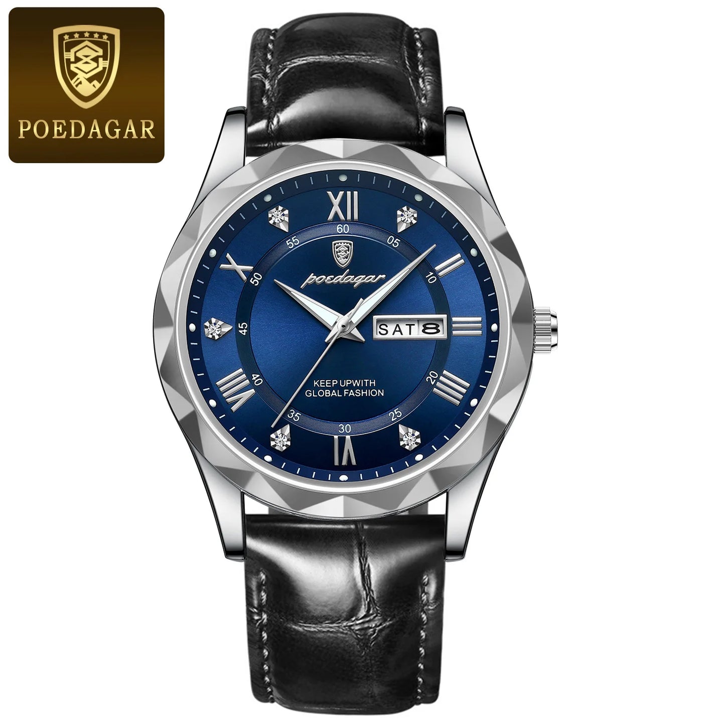 POEDAGAR 615 Luxury Men Business Top Brand Man Wristwatch High Quality Reloj Waterproof Luminous Date Week Quartz Men's Watches