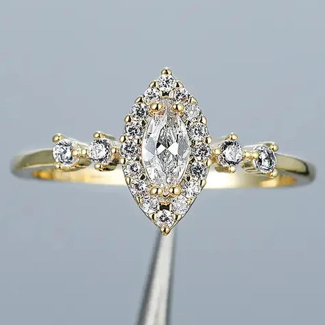 CAOSHI Gold Color Plated New Style Anillos Marquise Cut Shiny Zircon Ring Lady Girls Beautiful CZ Wedding Ring Women Bridal. Minimum order 12