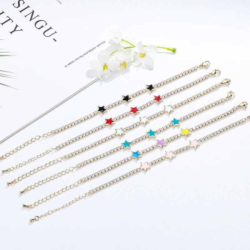 New Bracelets Et Bracelets Models Petals Shape Zircon Women Yellow Gold Hand Chain Fashion Jewelry Bracelet for Women. Minimum order 12
