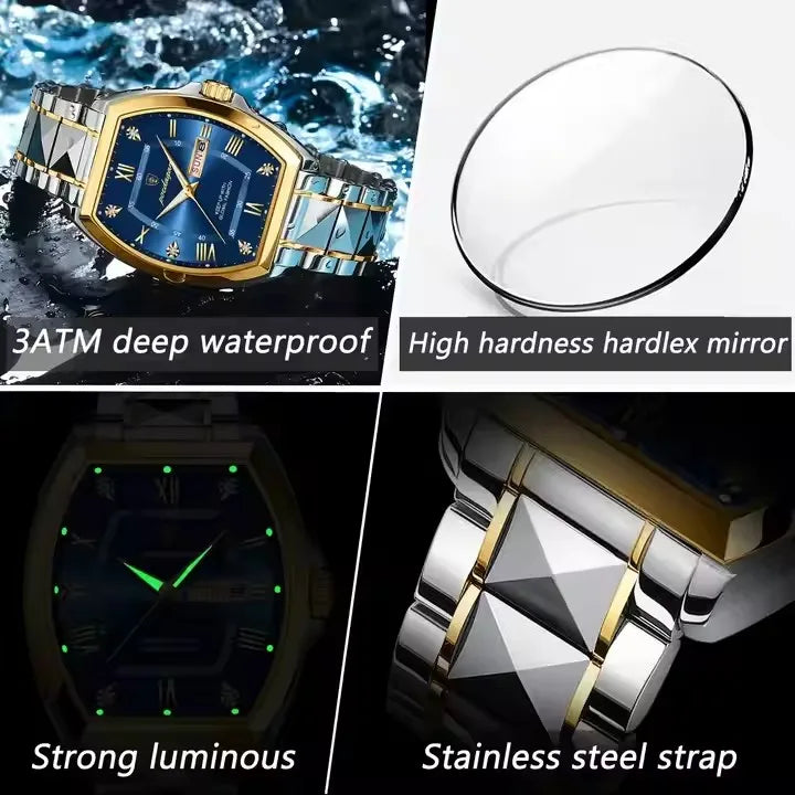 Watch for Men Luxury Barrel Shape Luminous Calendar New Business Casual Quartz Watch. Minimum order 2