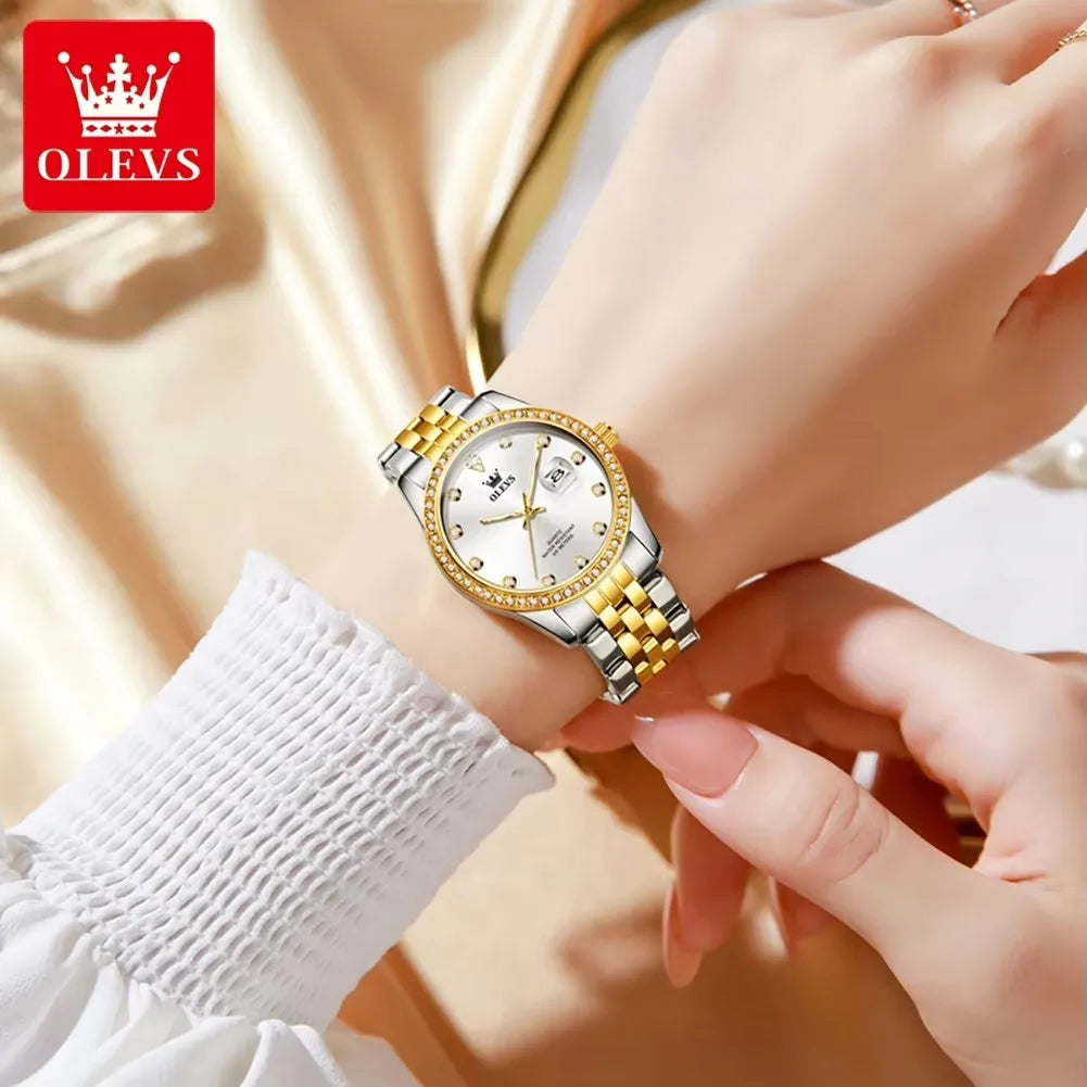 OLEVS 3629 Original Calendar Quartz Luxury Women Elegant Women's Watch Fashion Classic Waterproof Luminous Stainless Watches