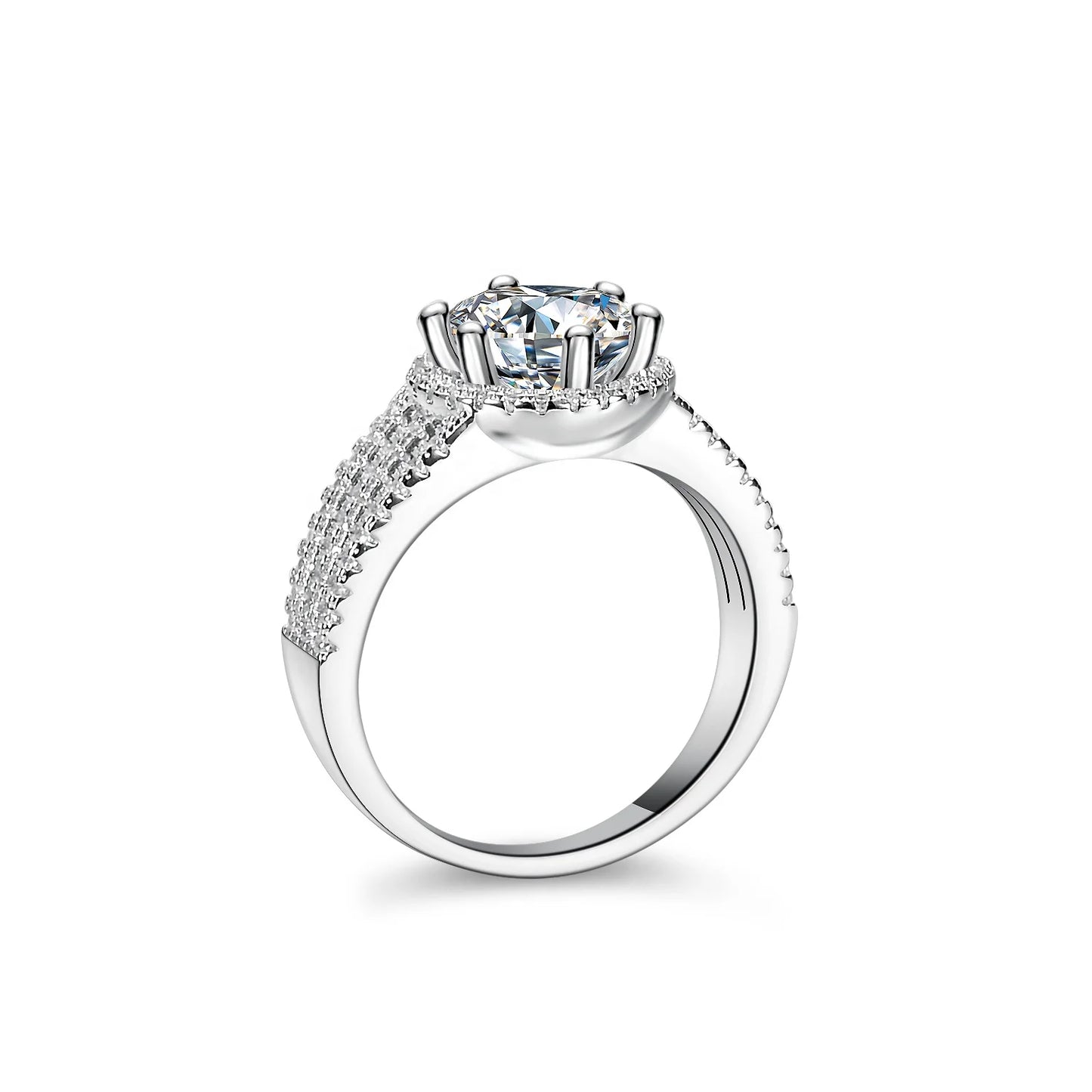 Moissanite Rings 925 Sterling Silver Halo Ring Rhodium Plate Round Cut Jewellery for Women Wedding Gift Anniversary Engagement. Minimum order 2
