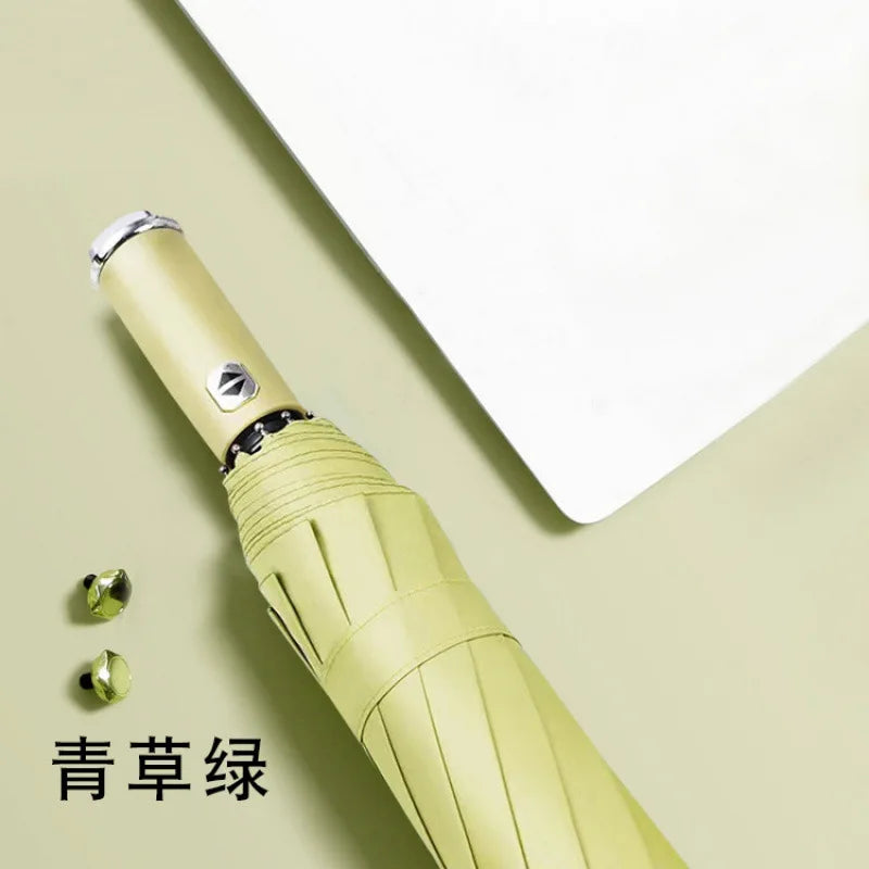 Fully Automatic Umbrella Sunscreen Sunshade Sun Umbrella Dual Use With Led Flashlight Business 3 Fold Umbrella. Minimum order 50
