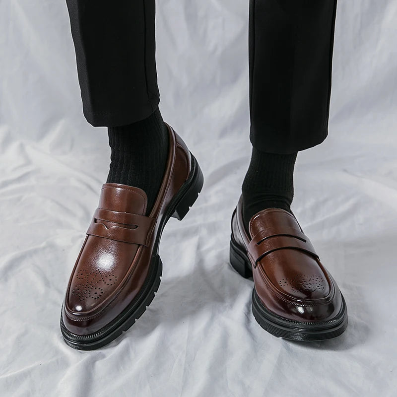 Dropshipping Products 2025 British Men's Casual Dress Shoes Walking Style Genuine Leather Wedding Party Shoes for Business