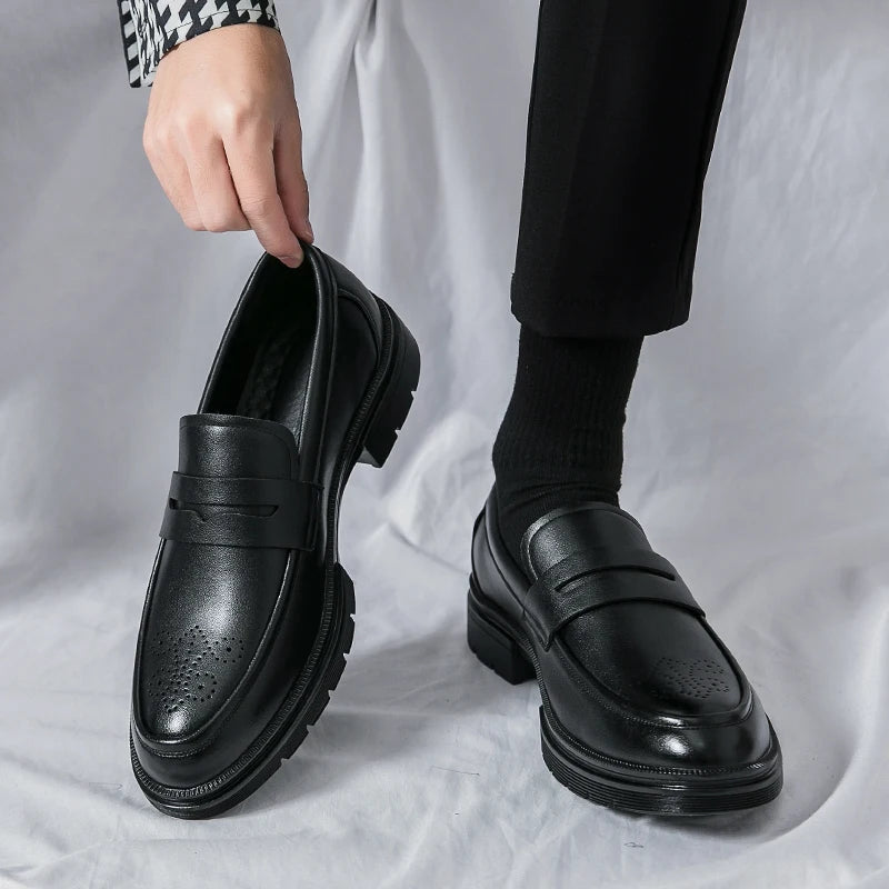 Dropshipping Products 2025 British Men's Casual Dress Shoes Walking Style Genuine Leather Wedding Party Shoes for Business