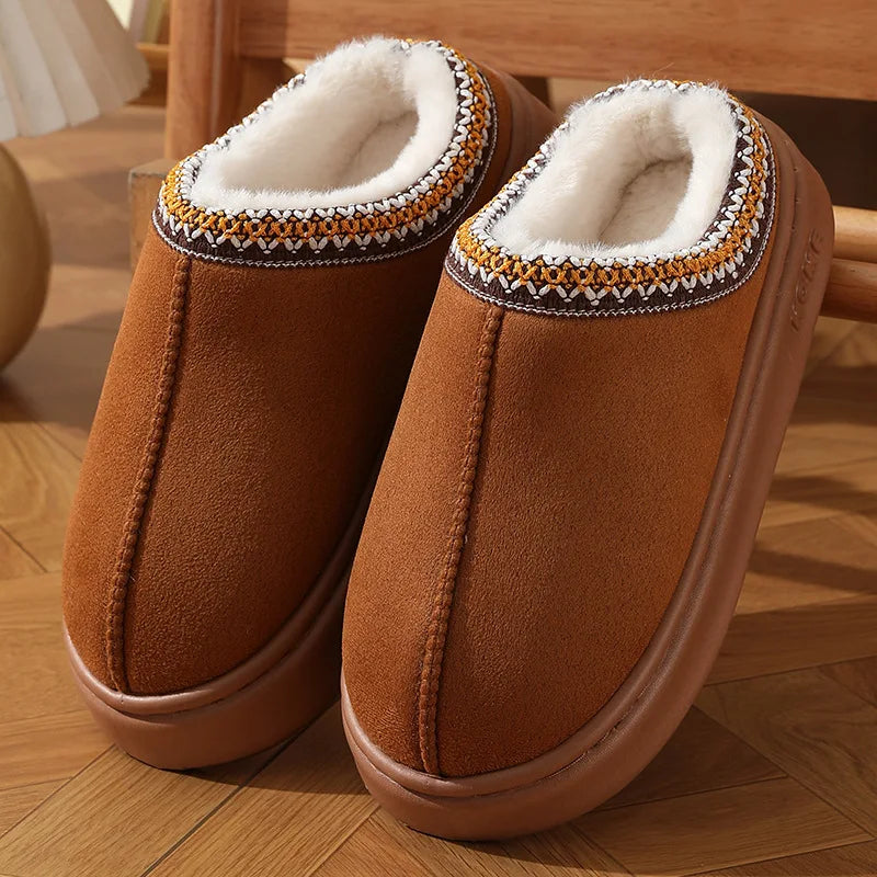 Fashion Women Fluffy Slippers for Autumn and Winter Indoor EVA Thick Sole Anti-Slip and Warm Unisex Slippers for Winter
