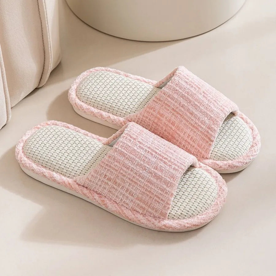 Linen Slippers For men's Home Indoor Soft Soled Quiet And Non Slip All Season Household Cotton And Linen Slippers
