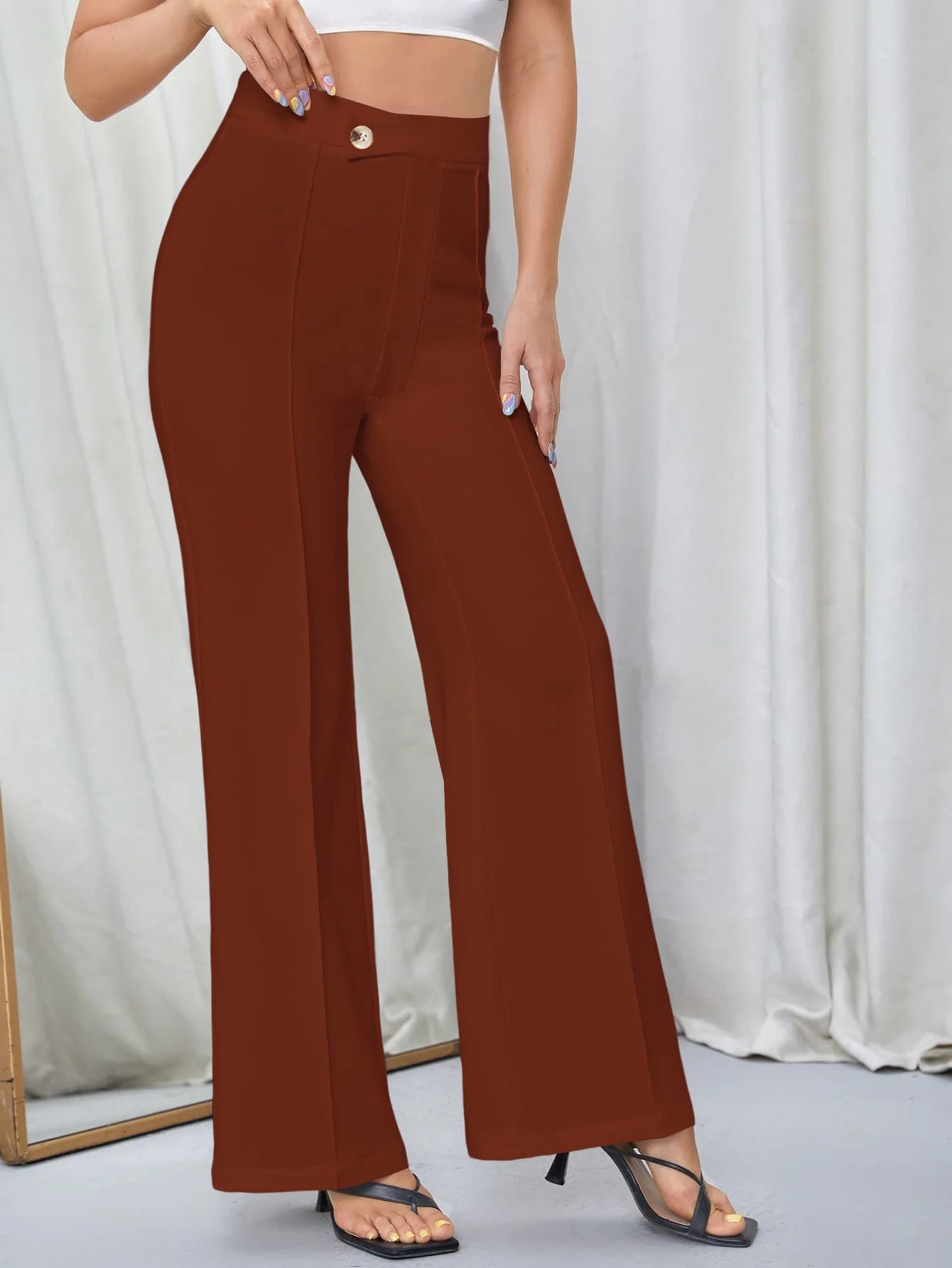 Elegant Women's Pants Summer Fashion Y2k Plain Zip Fly High Waist Office Lady Work Pants Casual Trousers 2023 Streetwear Clothes