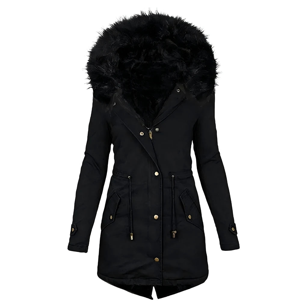 Women Winter Long Jacket Casual Thick Warm Faux Fur Plush Hooded Fur Collar Parkas Female Snow Coat Jackets Slim Overcoat куртка