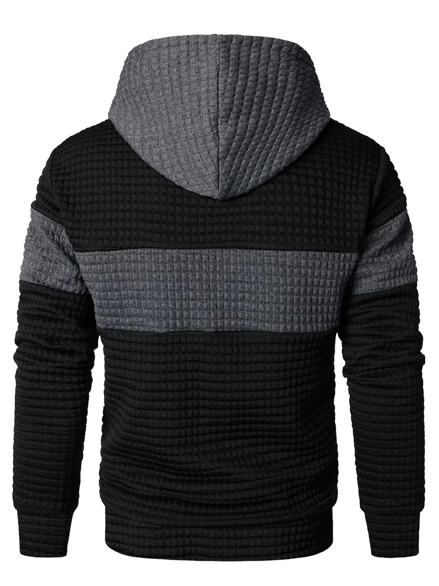 Men's fashion loose color matching hoodie casual breathable long sleeve hoodie street outdoor activities