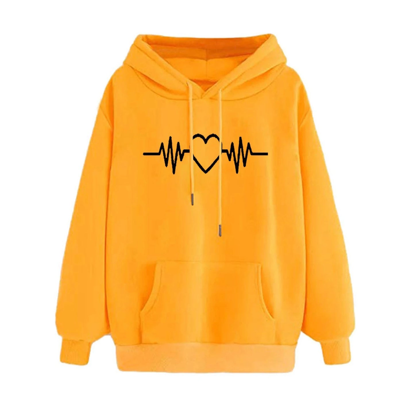 Dropshipping!! New Arrival Women Hoodie Drawstring Warm Pullover Heart Print Spring Hoodie
