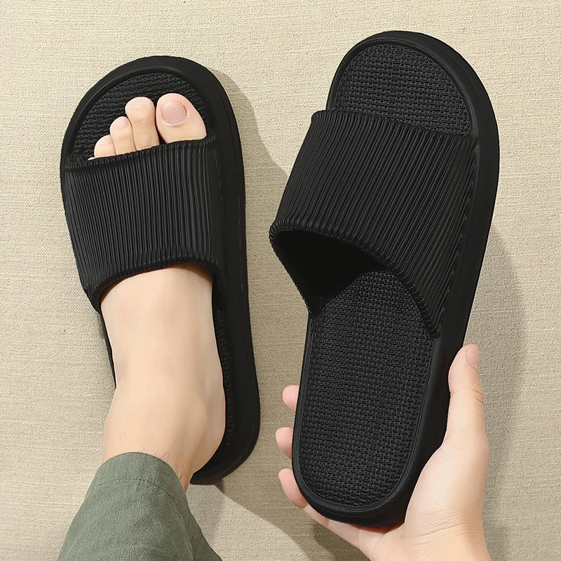 Plus Size 48-49 Men Slippers Summer Solid Color Flat Sole Home Slippers For Women Man Coupple Bath Beach Slides Shoes