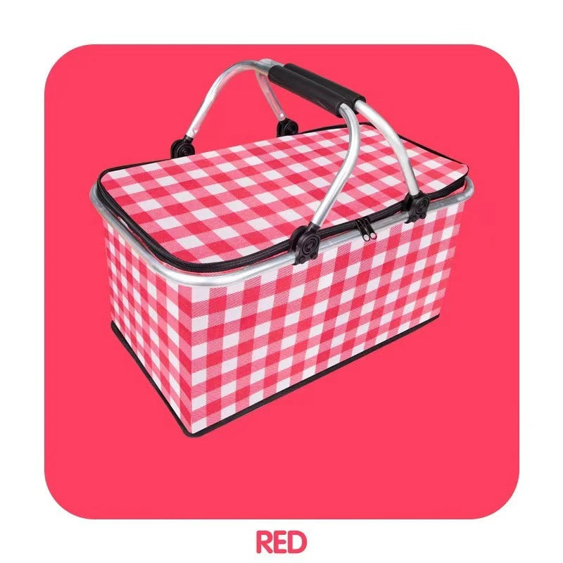 Outdoor Picnic Bag Large Insulated Picnic Bag with Aluminium Handle Water Resistant Leakproof Collapsible Portable Cooler Basket